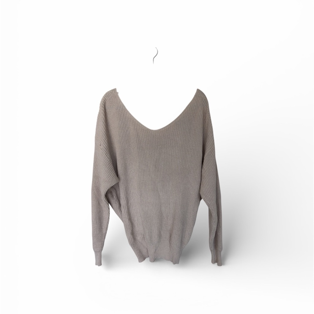 Women's V-Neck Sweater‎ - Taupe
